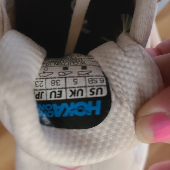 Hoka White and Pink Running Shoes - Picture 5 of 6